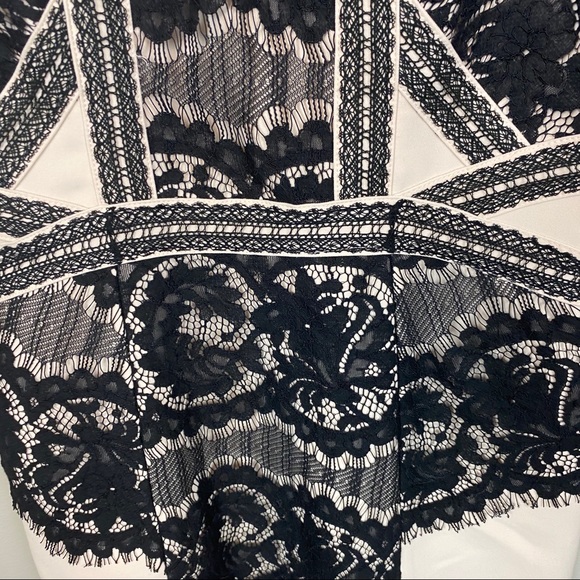 H&M sleeveless dress NWT/ cream w/ black lace/14 - Picture 2 of 6